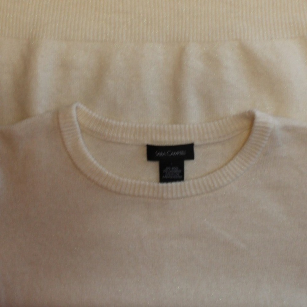 Sara Campbell‎ $298 Large Cozy Cream Puff Sleeve Wool Cashmere Blend Sweater